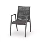 Outdoor Modern Aluminum Dining Chair with Rope Seat (Set of 2), Gray and Dark Gray