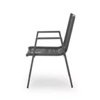 Outdoor Modern Aluminum Dining Chair with Rope Seat (Set of 2), Gray and Dark Gray