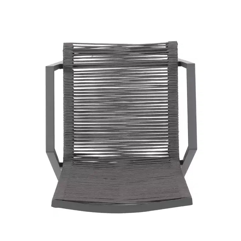Outdoor Modern Aluminum Dining Chair with Rope Seat (Set of 2), Gray and Dark Gray