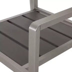 Outdoor Modern Aluminum Dining Chair with Faux Wood Seat (Set of 2), Gray and Silver