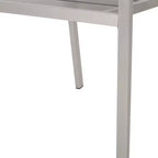 Outdoor Modern Aluminum Dining Chair with Faux Wood Seat (Set of 2), Gray and Silver