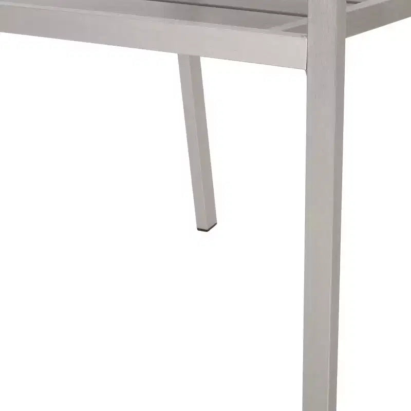 Outdoor Modern Aluminum Dining Chair with Faux Wood Seat (Set of 2), Gray and Silver