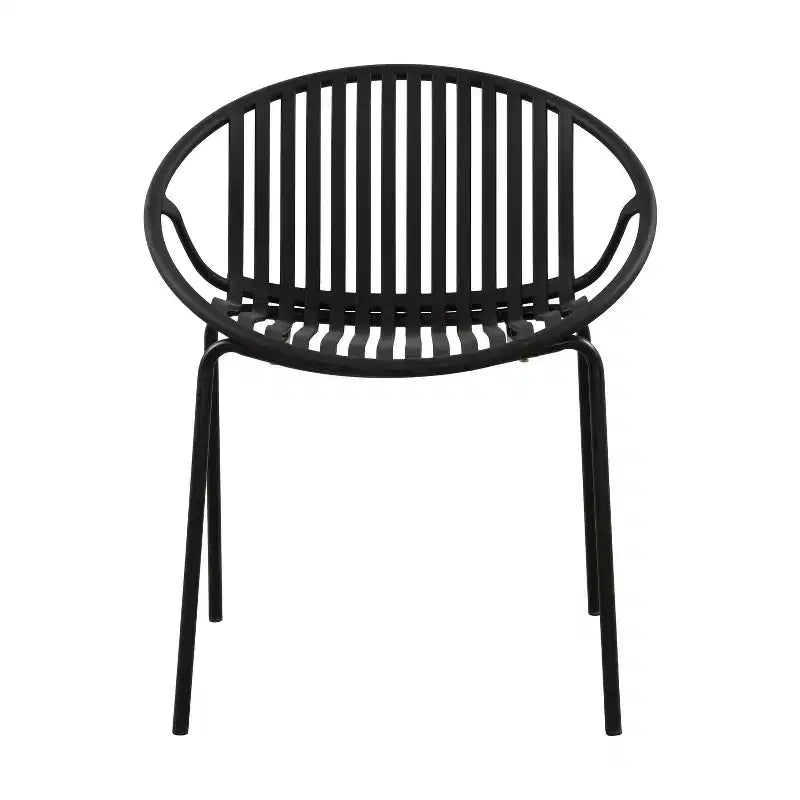 Patio Dining Chairs Stackable Chairs with Breathable Design Modern Simple Art Style (Set of 2),Metal Legs+Plastic backrest,Black