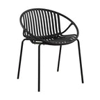 Patio Dining Chairs Stackable Chairs with Breathable Design Modern Simple Art Style (Set of 2),Metal Legs+Plastic backrest,Black
