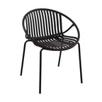Patio Dining Chairs Stackable Chairs with Breathable Design Modern Simple Art Style (Set of 2),Metal Legs+Plastic backrest,Black