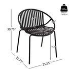 Patio Dining Chairs Stackable Chairs with Breathable Design Modern Simple Art Style (Set of 2),Metal Legs+Plastic backrest,Black
