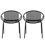 Patio Dining Chairs Stackable Chairs with Breathable Design Modern Simple Art Style (Set of 2),Metal Legs+Plastic backrest,Black