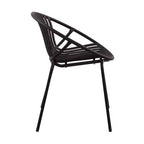 Patio Dining Chairs Stackable Chairs with Breathable Design Modern Simple Art Style (Set of 2),Metal Legs+Plastic backrest,Black