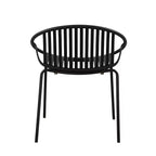 Patio Dining Chairs Stackable Chairs with Breathable Design Modern Simple Art Style (Set of 2),Metal Legs+Plastic backrest,Black