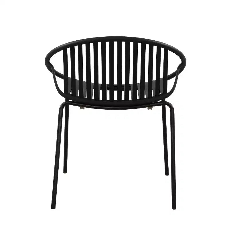 Patio Dining Chairs Stackable Chairs with Breathable Design Modern Simple Art Style (Set of 2),Metal Legs+Plastic backrest,Black