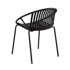 Patio Dining Chairs Stackable Chairs with Breathable Design Modern Simple Art Style (Set of 2),Metal Legs+Plastic backrest,Black