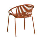Patio Dining Chairs Stackable Chairs with Breathable Design Modern Simple Art Style (Set of 2),Metal Legs+Plastic backrest,Orange