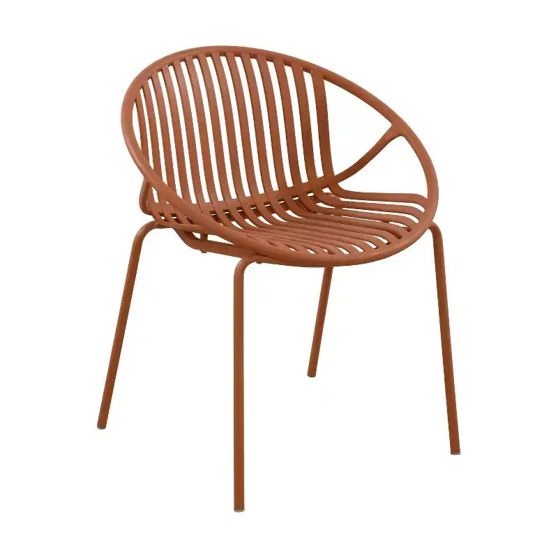 Patio Dining Chairs Stackable Chairs with Breathable Design Modern Simple Art Style (Set of 2),Metal Legs+Plastic backrest,Orange