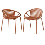 Patio Dining Chairs Stackable Chairs with Breathable Design Modern Simple Art Style (Set of 2),Metal Legs+Plastic backrest,Orange