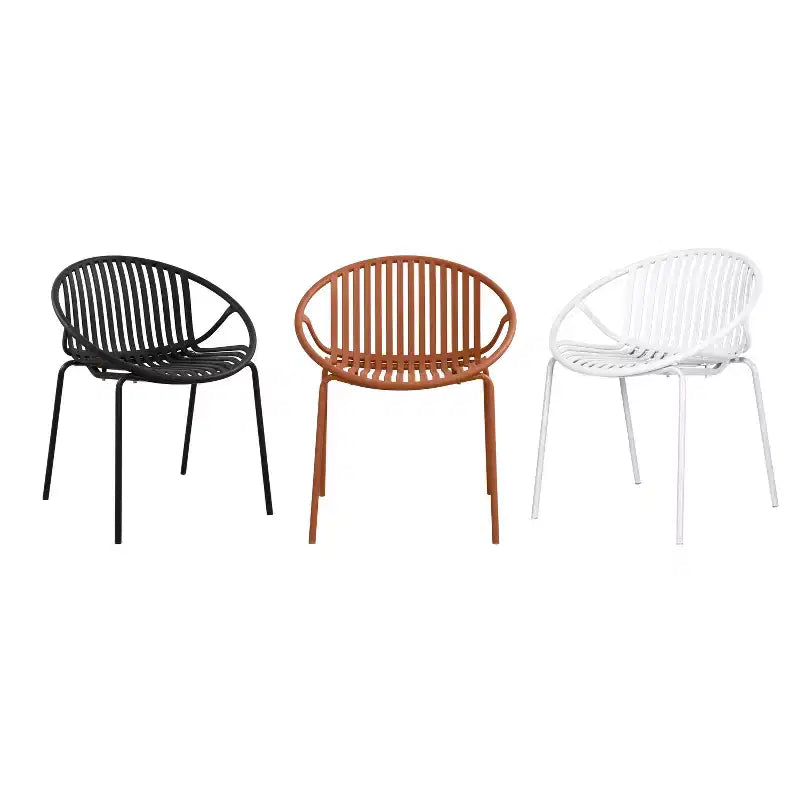 Patio Dining Chairs Stackable Chairs with Breathable Design Modern Simple Art Style (Set of 2),Metal Legs+Plastic backrest,Orange