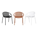 Patio Dining Chairs Stackable Chairs with Breathable Design Modern Simple Art Style (Set of 2),Metal Legs+Plastic backrest,Orange