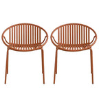 Patio Dining Chairs Stackable Chairs with Breathable Design Modern Simple Art Style (Set of 2),Metal Legs+Plastic backrest,Orange