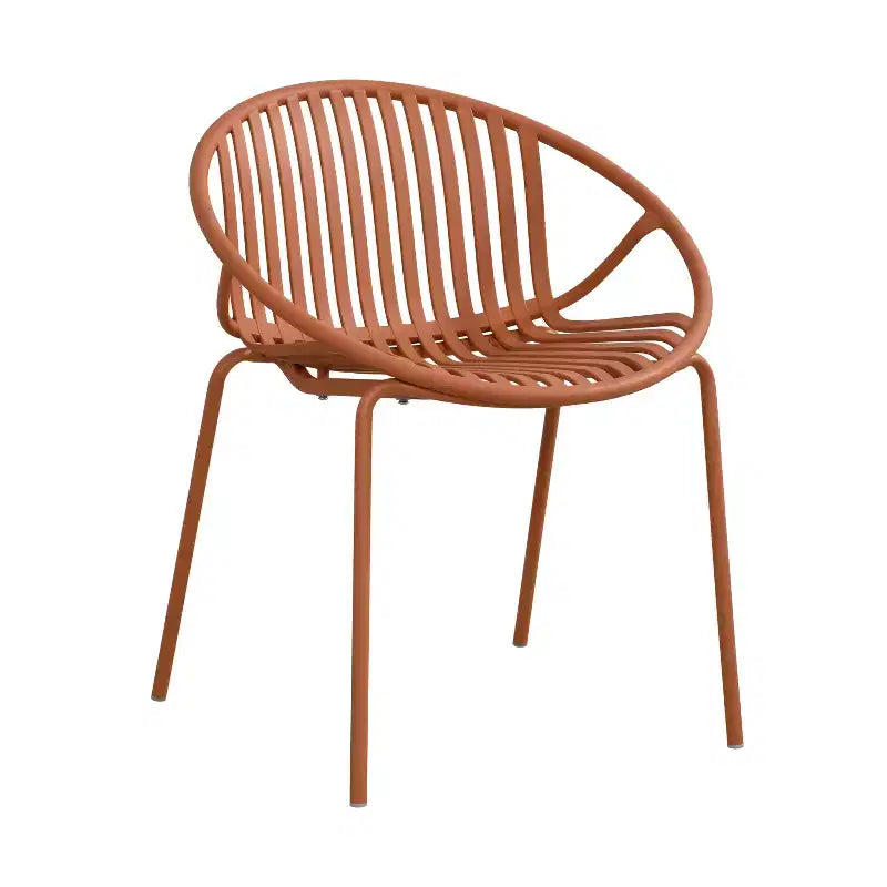 Patio Dining Chairs Stackable Chairs with Breathable Design Modern Simple Art Style (Set of 2),Metal Legs+Plastic backrest,Orange