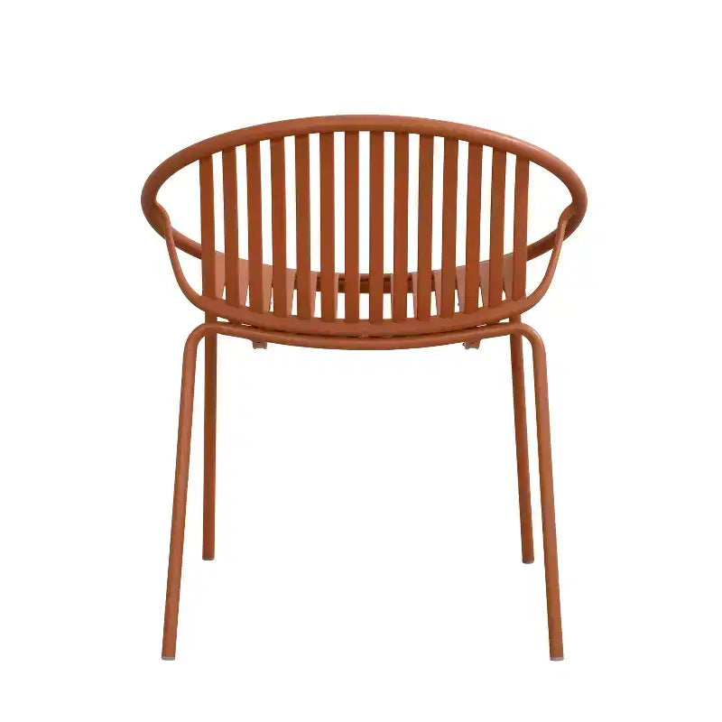 Patio Dining Chairs Stackable Chairs with Breathable Design Modern Simple Art Style (Set of 2),Metal Legs+Plastic backrest,Orange