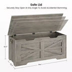 Versatile Wooden Storage Bench with Safety Hinge Lid - Farmhouse Style Chest and Toy Organizer for Entryway, Living Room, Bedroom