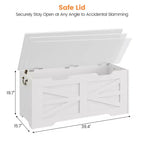 Versatile Wooden Storage Bench with Safety Hinge Lid - Farmhouse Style Chest and Toy Organizer for Entryway, Living Room, Bedroom