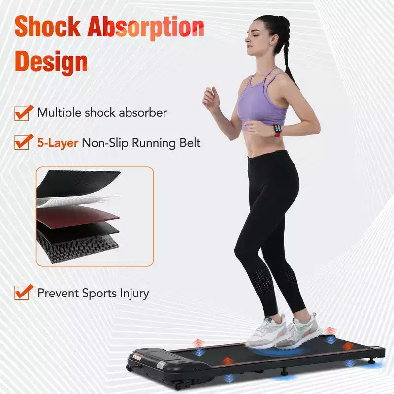 Whisen Walking Pad Under Desk Treadmill Machine Home Exercise Walking Treadmill with Incline for Small Space - Black