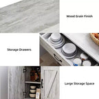 Sideboard Cabinet, Kitchen Storage Cabinet with Drawers, Door, Adjustable Shelves, Freestanding Hutch Cabinet with Buffet Cupboard