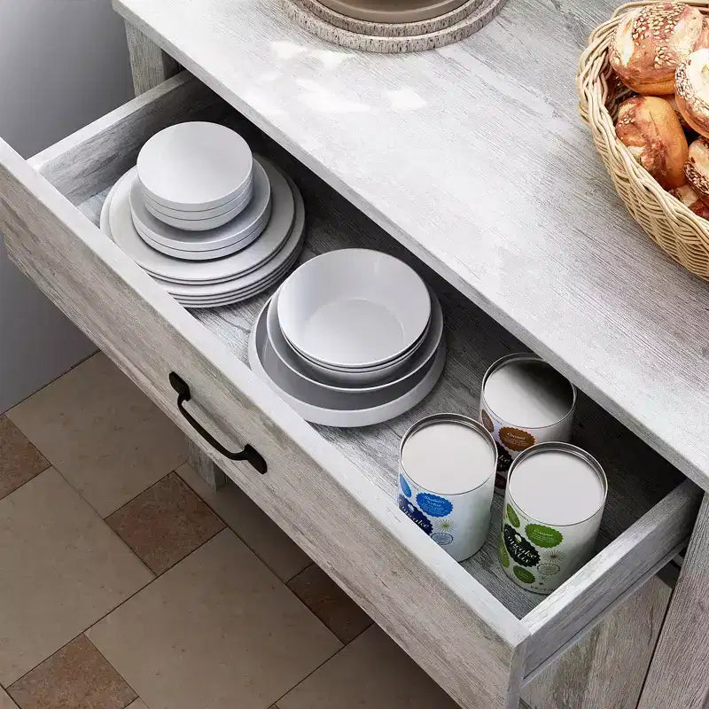 Sideboard Cabinet, Kitchen Storage Cabinet with Drawers, Door, Adjustable Shelves, Freestanding Hutch Cabinet with Buffet Cupboard