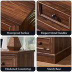 Night Stand with 4 Storage Drawers, 26 Wide Nightstand with Charging Station, Wooden End Tables for Bedroom, Living Room