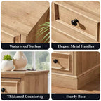 Night Stand with 4 Storage Drawers, 26 Wide Nightstand with Charging Station, Wooden End Tables for Bedroom, Living Room