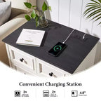Night Stand with 4 Storage Drawers, 26 Wide Nightstand with Charging Station, Wooden End Tables for Bedroom, Living Room