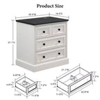 Night Stand with 4 Storage Drawers, 26 Wide Nightstand with Charging Station, Wooden End Tables for Bedroom, Living Room