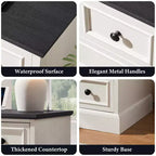 Night Stand with 4 Storage Drawers, 26 Wide Nightstand with Charging Station, Wooden End Tables for Bedroom, Living Room