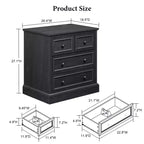 Night Stand with 4 Storage Drawers, 26 Wide Nightstand with Charging Station, Wooden End Tables for Bedroom, Living Room