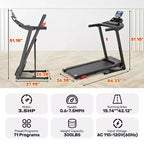 3.5HP Folding Treadmill for Home w/ incline&71 Workouts, 300 lbs Capacity Treadmill,APP w/ Free Train Courses,Dual HiFi Speakers,Exercise Equipment