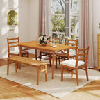 Costway 63 Acacia Wood Dining Table for 6 People Heavy-Duty Indoor Outdoor Wooden Table