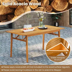 Costway 63 Acacia Wood Dining Table for 6 People Heavy-Duty Indoor Outdoor Wooden Table