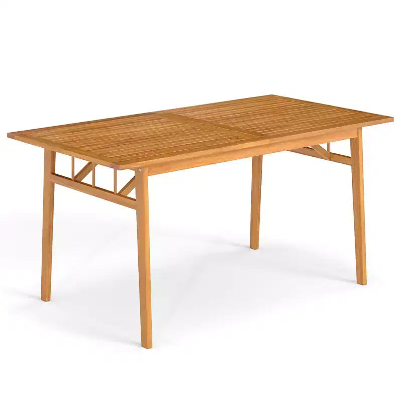 Costway 63 Acacia Wood Dining Table for 6 People Heavy-Duty Indoor Outdoor Wooden Table