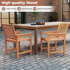 Costway Patio Chairs Set of 2 Outdoor Wooden Dining Chairs w/ Inclined Backrests