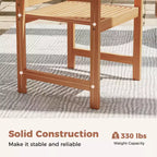 Costway Patio Chairs Set of 2 Outdoor Wooden Dining Chairs w/ Inclined Backrests