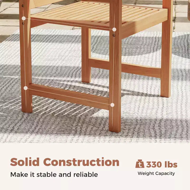 Costway Patio Chairs Set of 2 Outdoor Wooden Dining Chairs w/ Inclined Backrests