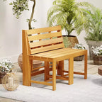 Costway 3-in-1 Outdoor Acacia Wood Loveseat Bench Furnitur w/ Slatted Seat for Garden