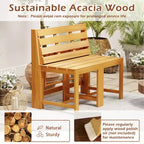 Costway 3-in-1 Outdoor Acacia Wood Loveseat Bench Furnitur w/ Slatted Seat for Garden
