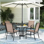 Costway Outdoor Dining Chairs Set of 4 w/ Breathable Fabric Armrests High Back