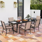 Costway Outdoor Dining Chairs Set of 4 w/ Breathable Fabric Armrests High Back
