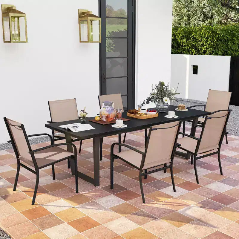 Costway Outdoor Dining Chairs Set of 4 w/ Breathable Fabric Armrests High Back