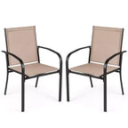 Costway Outdoor Dining Chairs Set of 4 w/ Breathable Fabric Armrests High Back