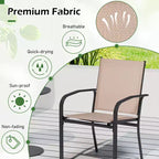 Costway Outdoor Dining Chairs Set of 4 w/ Breathable Fabric Armrests High Back
