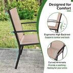 Costway Outdoor Dining Chairs Set of 4 w/ Breathable Fabric Armrests High Back