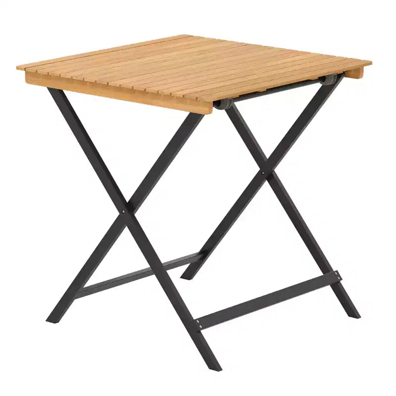 Costway 28 Patio Folding Table w/ Slatted Tabletop Portable Bistro Dining Table